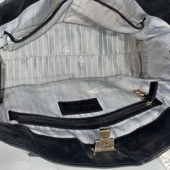 Elegant Cole Haan Valise Kendra Black Leather Satchel Handbag - Picture 12 of 13